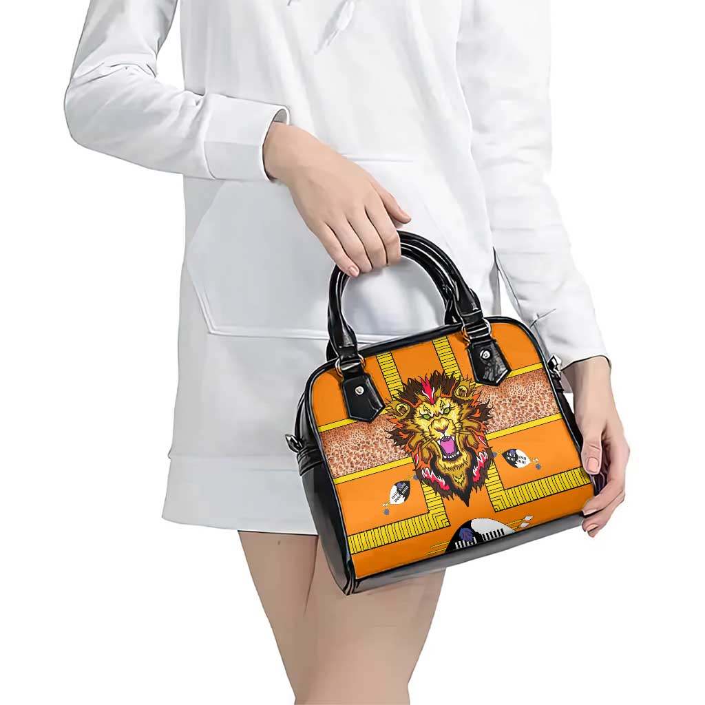 Swaziland Shoulder Handbag Lion Shield and Leopard Print Tribal Design TS04