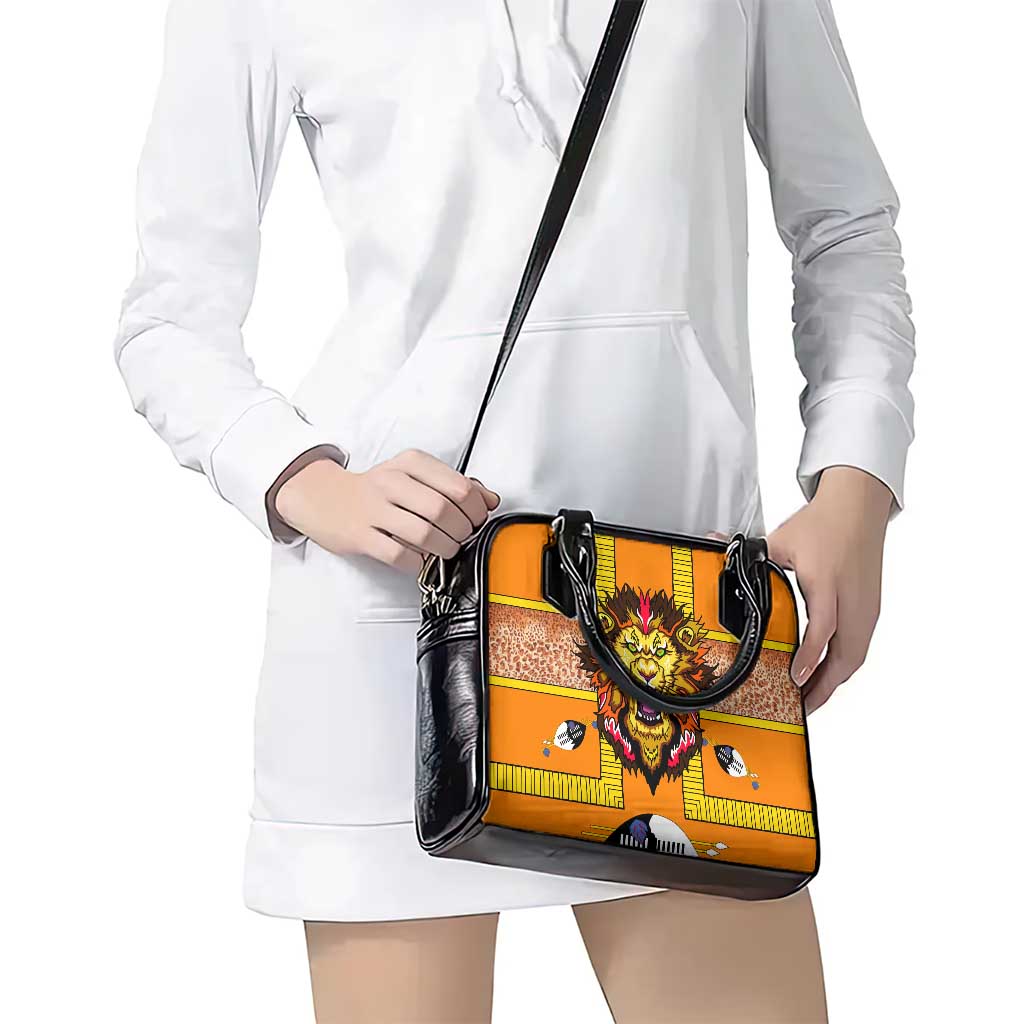 Swaziland Shoulder Handbag Lion Shield and Leopard Print Tribal Design TS04