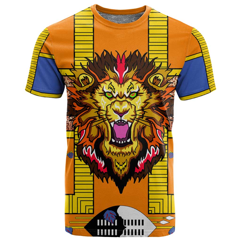 Swaziland Eswatini T shirt Lion Shield and Leopard Print Tribal Design TS04