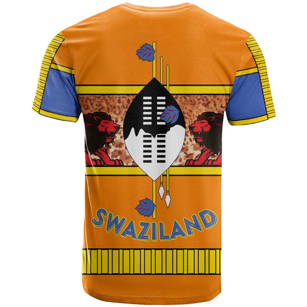 Swaziland Eswatini T shirt Lion Shield and Leopard Print Tribal Design TS04