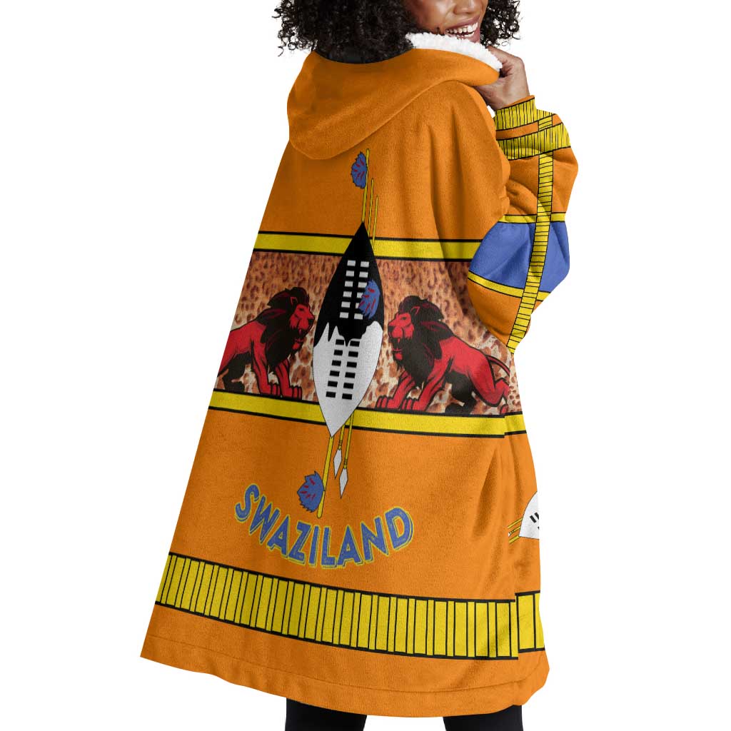 Swaziland Eswatini Wearable Blanket Hoodie Lion Shield and Leopard Print Tribal Design TS04