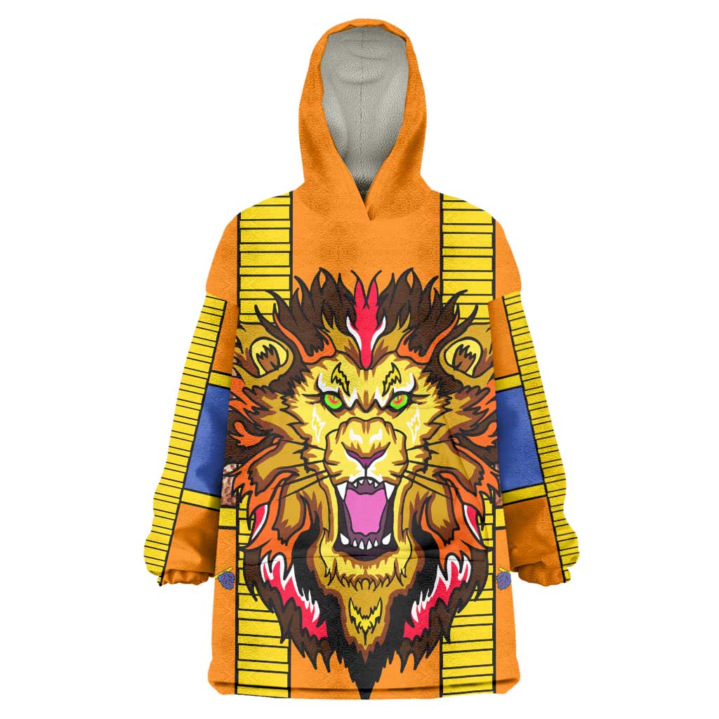 Swaziland Eswatini Wearable Blanket Hoodie Lion Shield and Leopard Print Tribal Design TS04