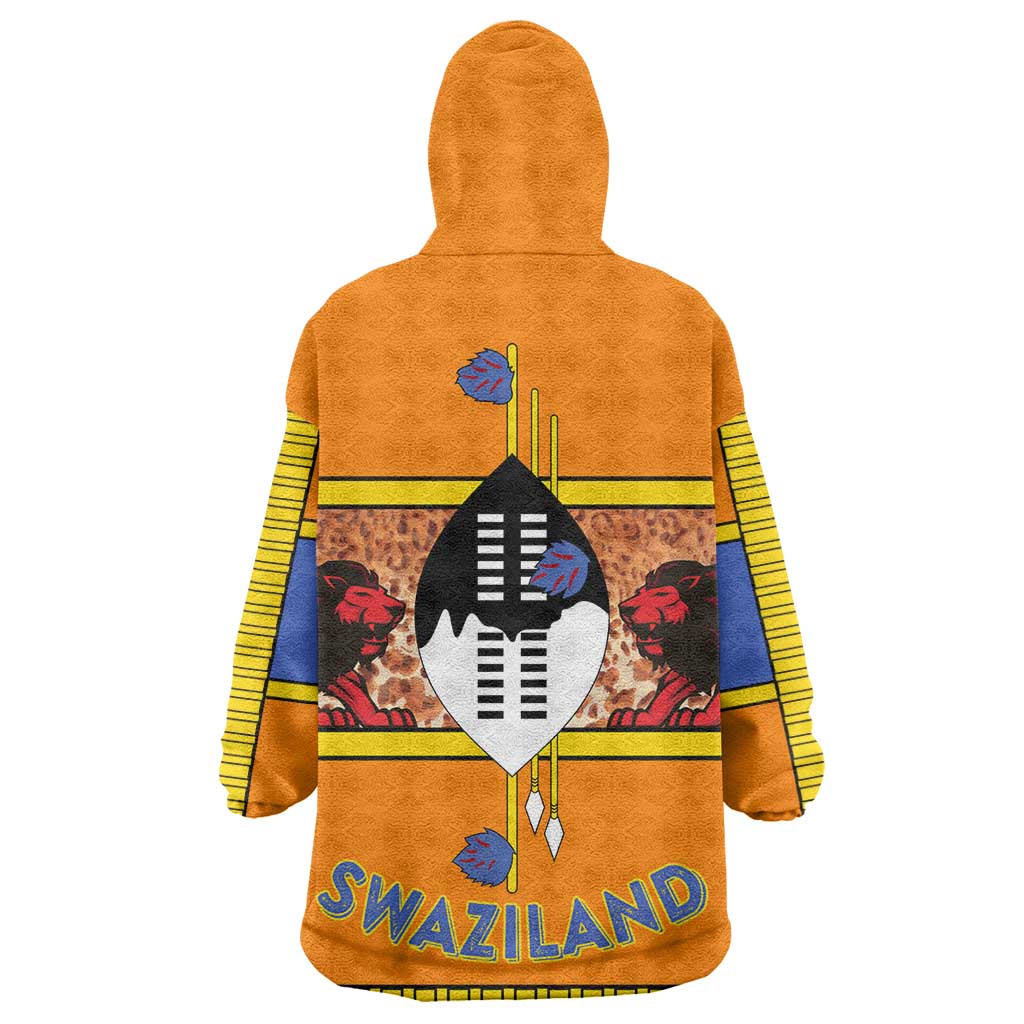 Swaziland Eswatini Wearable Blanket Hoodie Lion Shield and Leopard Print Tribal Design TS04