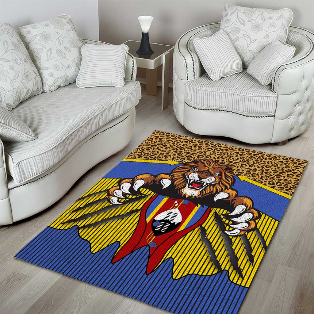 Swaziland Eswatini Area Rug Coat of Arms Lion Elephant Shield Leopard Print Design TS04