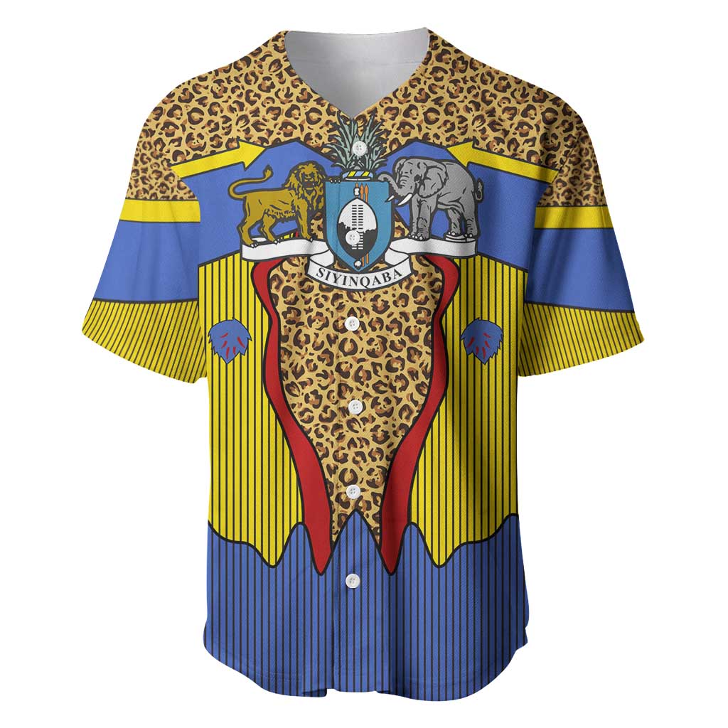 Swaziland Eswatini Baseball Jersey Coat of Arms Lion Elephant Shield Leopard Print Design TS04