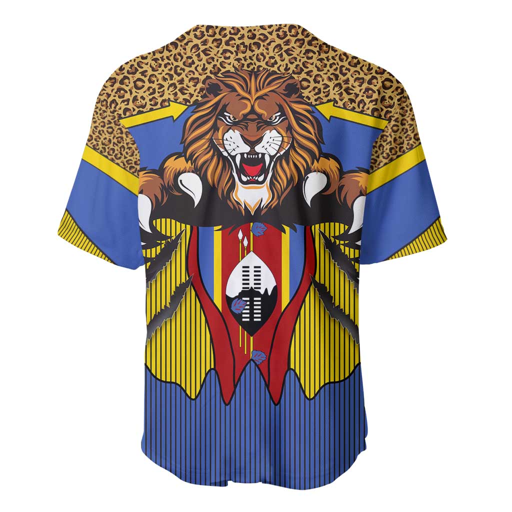Swaziland Eswatini Baseball Jersey Coat of Arms Lion Elephant Shield Leopard Print Design TS04