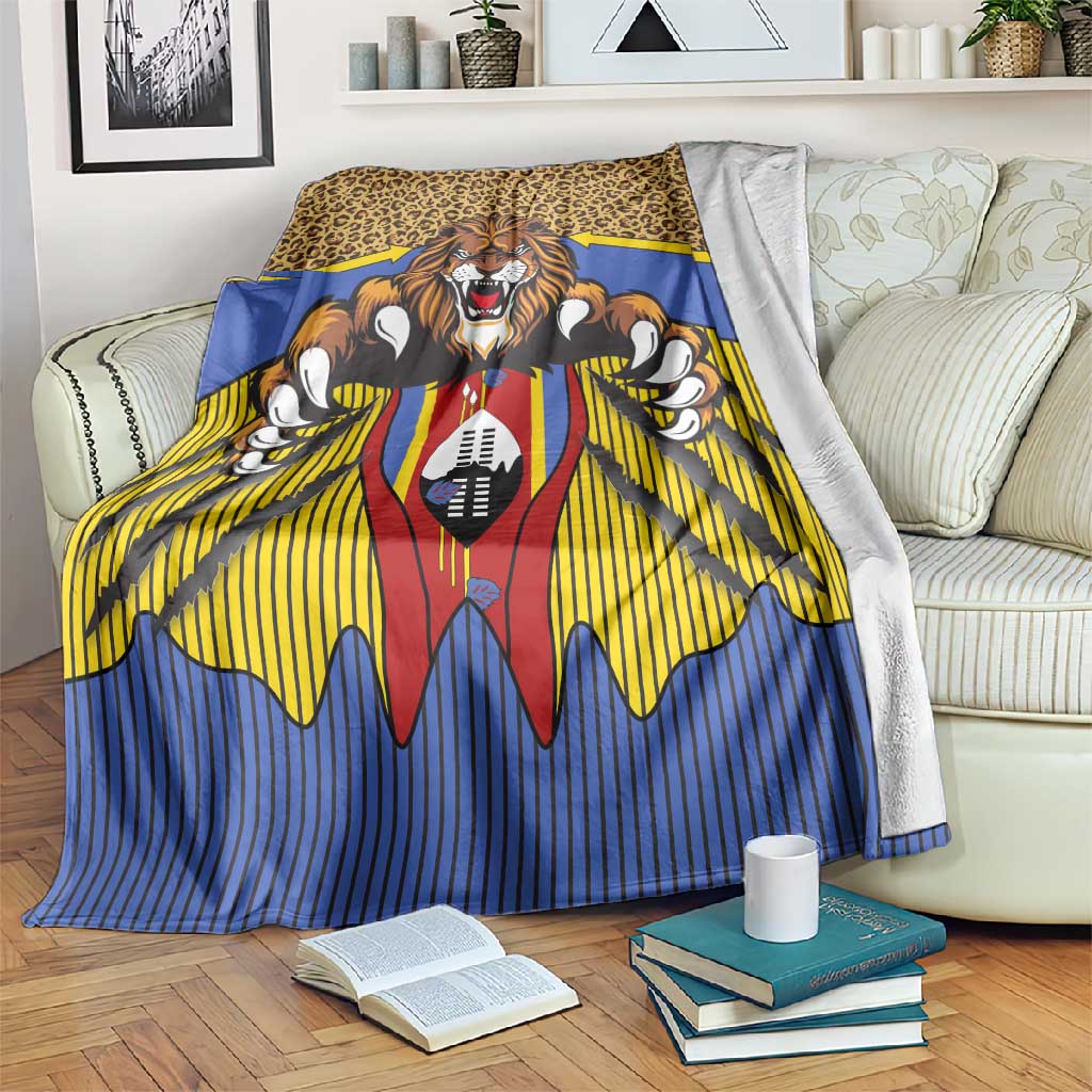 Swaziland Eswatini Blanket Coat of Arms Lion Elephant Shield Leopard Print Design TS04