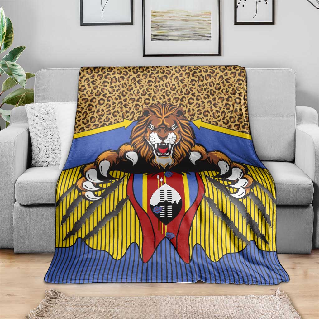 Swaziland Eswatini Blanket Coat of Arms Lion Elephant Shield Leopard Print Design TS04