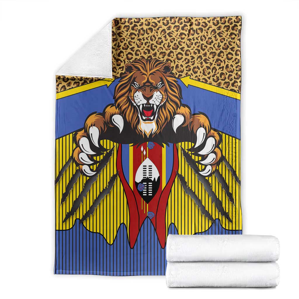 Swaziland Eswatini Blanket Coat of Arms Lion Elephant Shield Leopard Print Design TS04