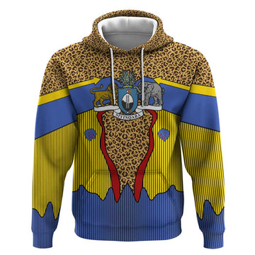 Swaziland Hoodie Coat of Arms Lion Elephant Shield Leopard Print Design TS04