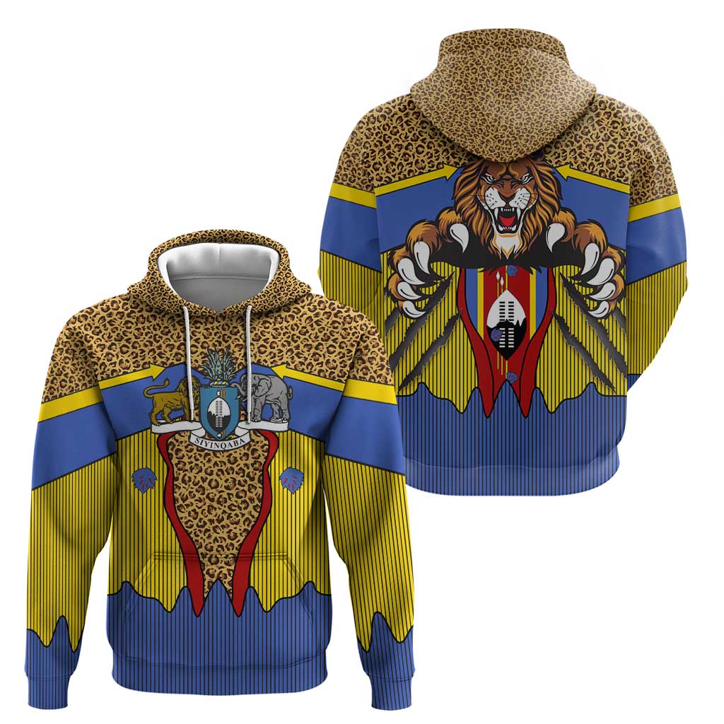Swaziland Hoodie Coat of Arms Lion Elephant Shield Leopard Print Design TS04