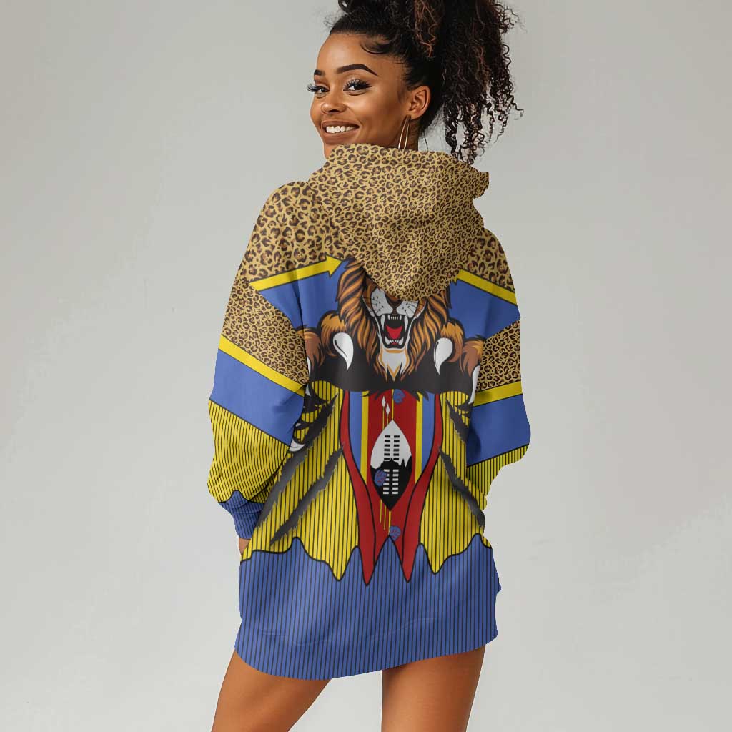 Swaziland Eswatini Hoodie Dress Coat of Arms Lion Elephant Shield Leopard Print Design TS04