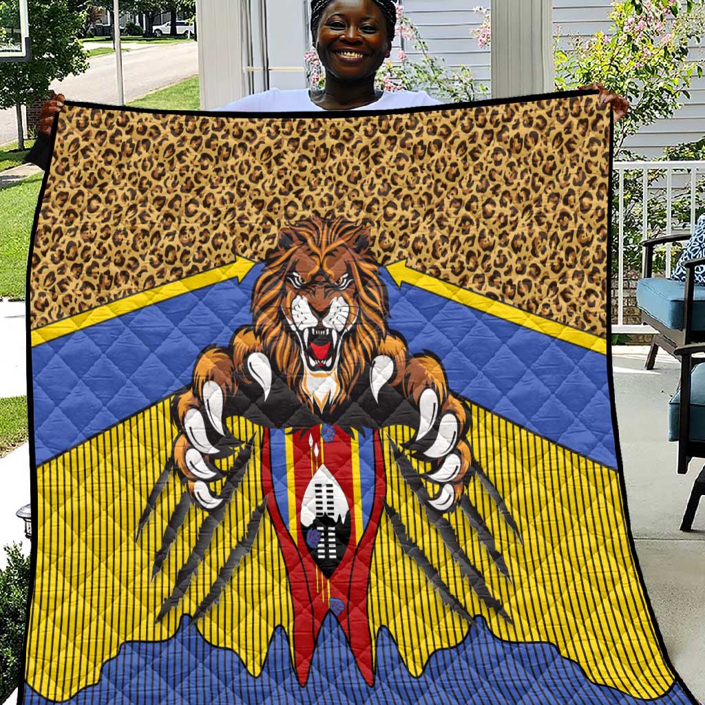 Swaziland Eswatini Quilt Coat of Arms Lion Elephant Shield Leopard Print Design TS04