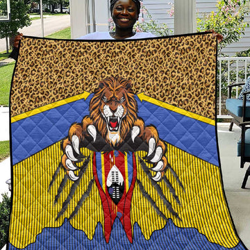 Swaziland Eswatini Quilt Coat of Arms Lion Elephant Shield Leopard Print Design TS04