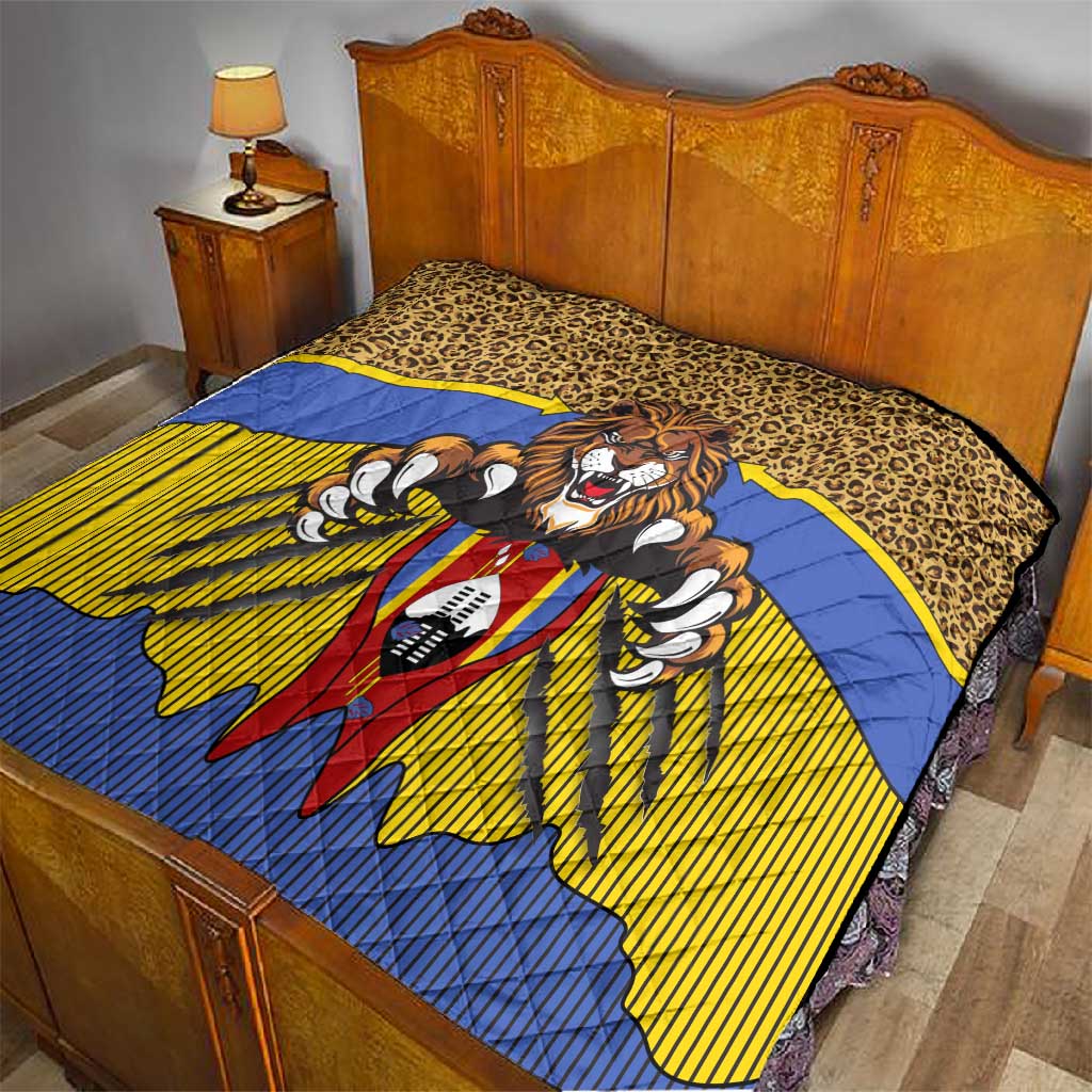 Swaziland Eswatini Quilt Coat of Arms Lion Elephant Shield Leopard Print Design TS04