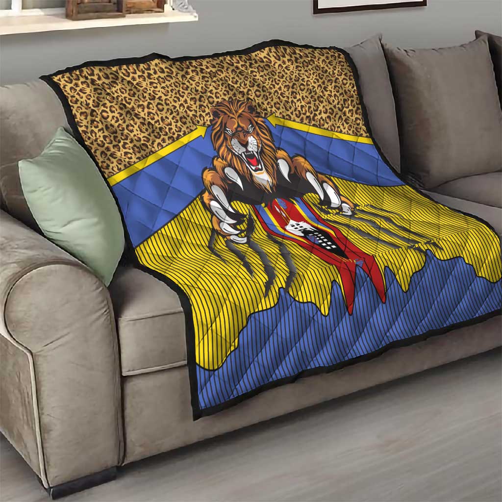 Swaziland Eswatini Quilt Coat of Arms Lion Elephant Shield Leopard Print Design TS04