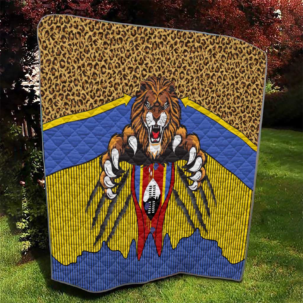 Swaziland Eswatini Quilt Coat of Arms Lion Elephant Shield Leopard Print Design TS04