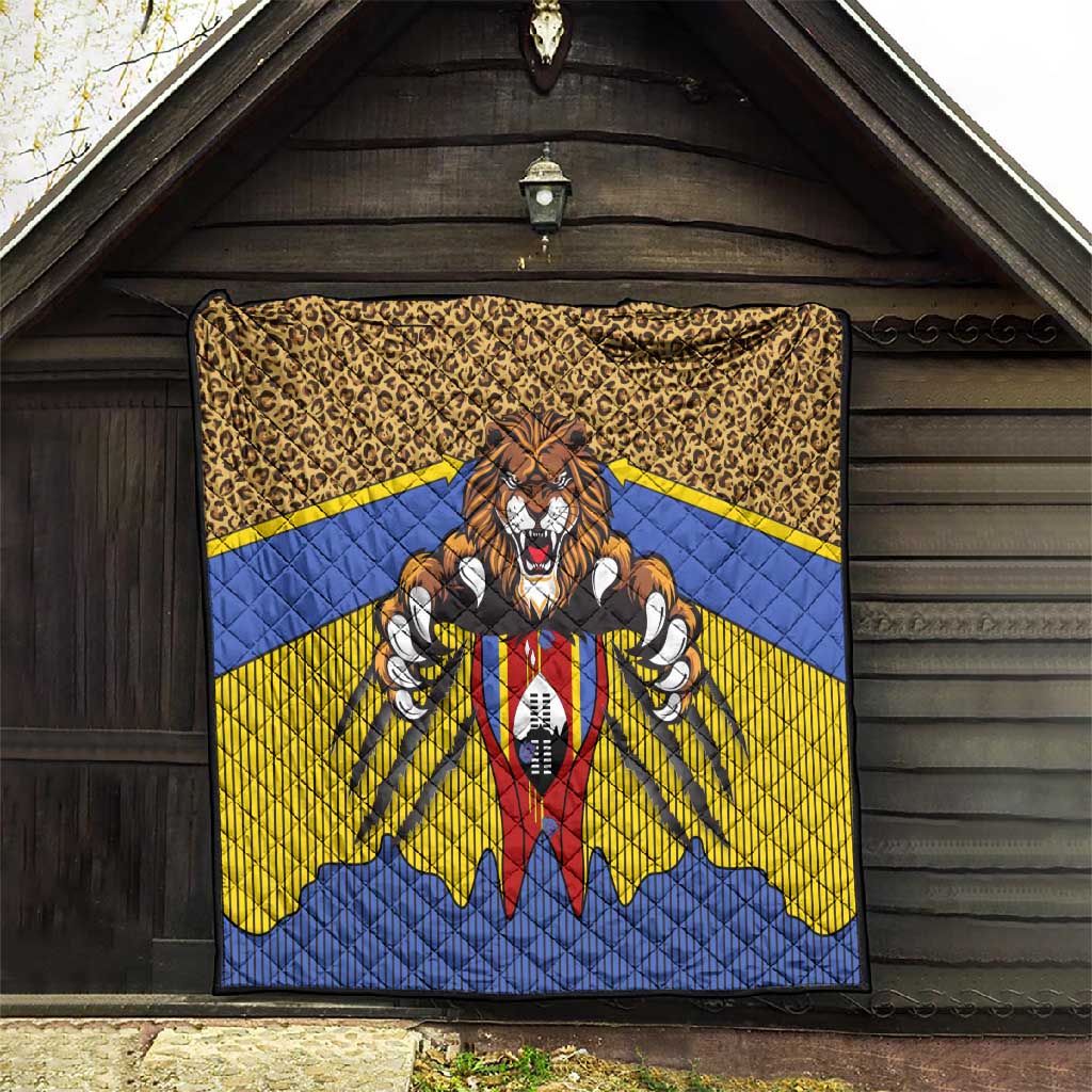 Swaziland Eswatini Quilt Coat of Arms Lion Elephant Shield Leopard Print Design TS04