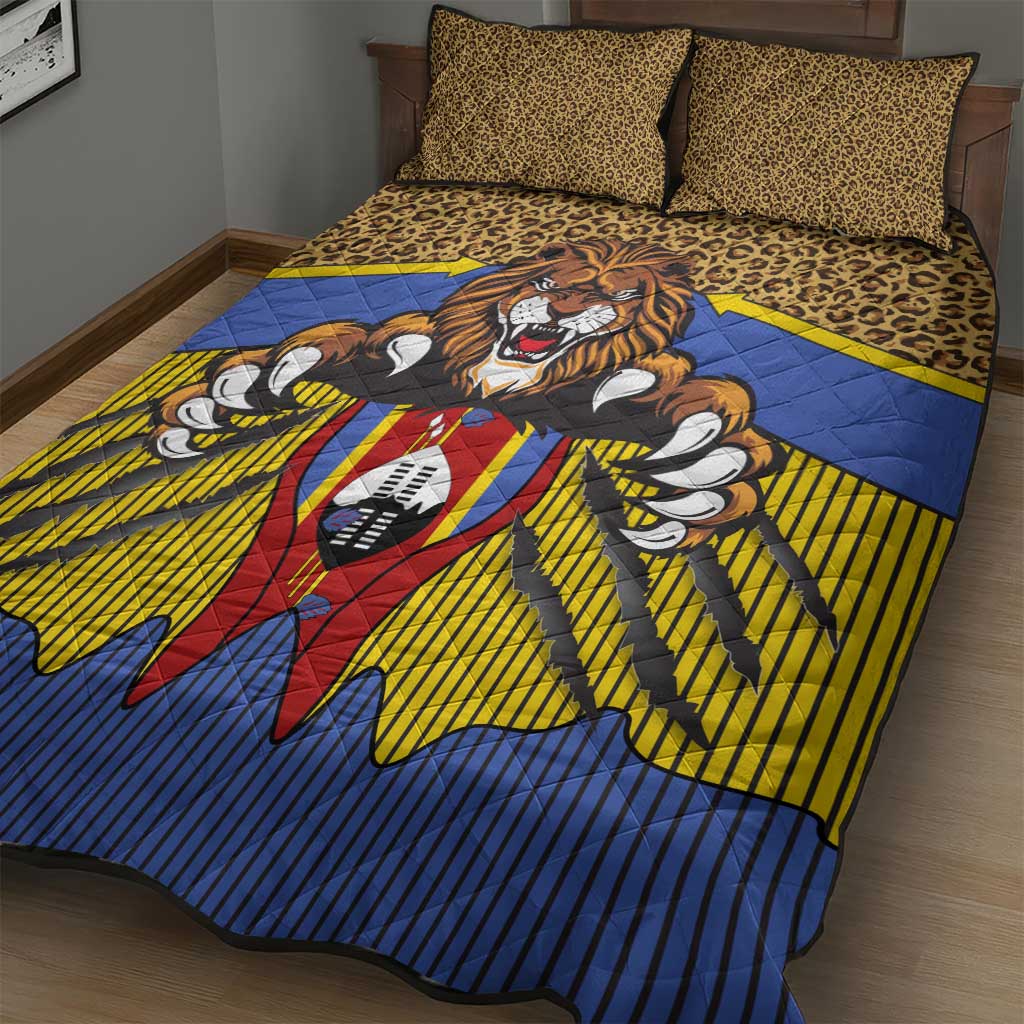Swaziland Eswatini Quilt Bed Set Coat of Arms Lion Elephant Shield Leopard Print Design TS04