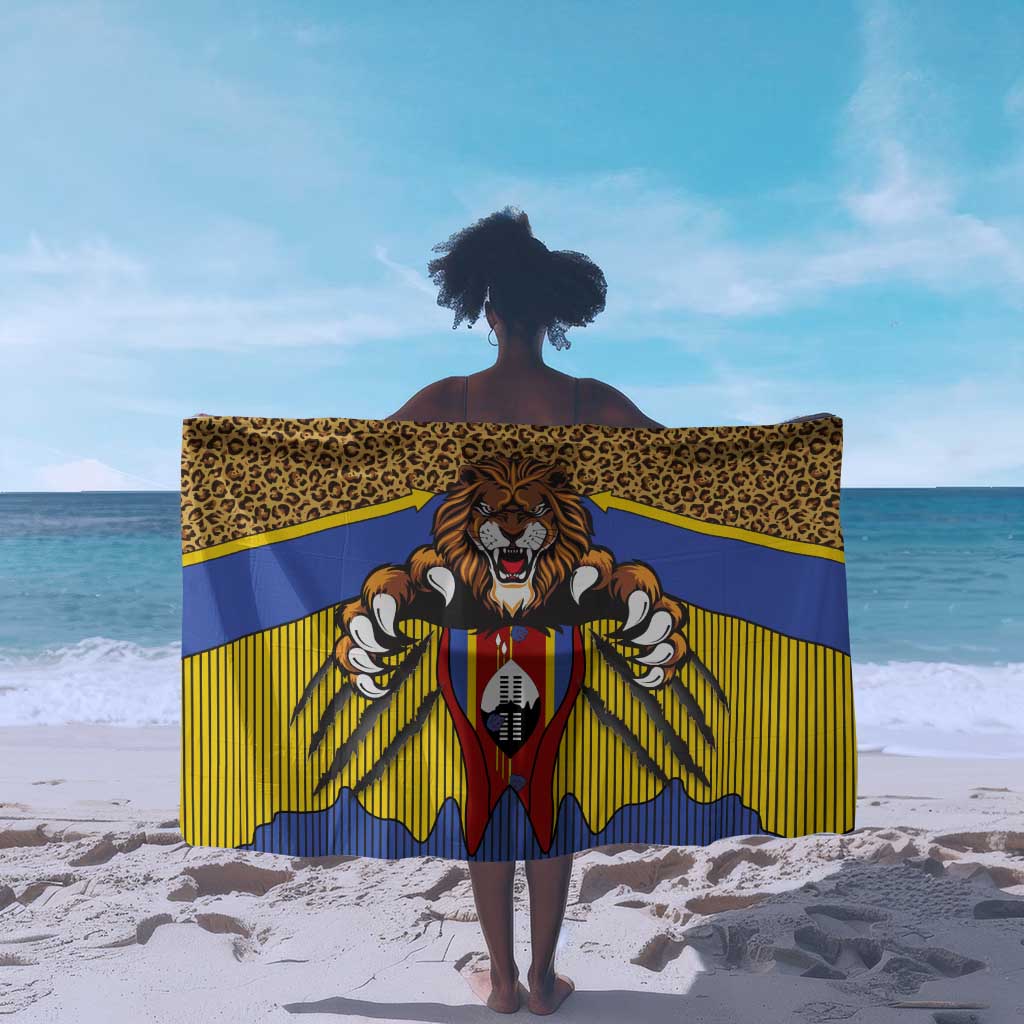 Swaziland Eswatini Sarong Coat of Arms Lion Elephant Shield Leopard Print Design TS04