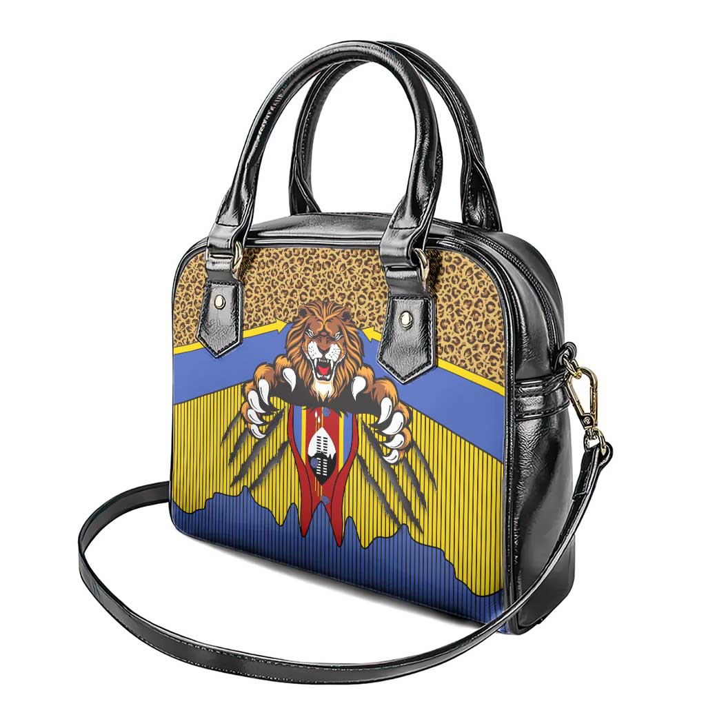 Swaziland Shoulder Handbag Coat of Arms Lion Elephant Shield Leopard Print Design TS04