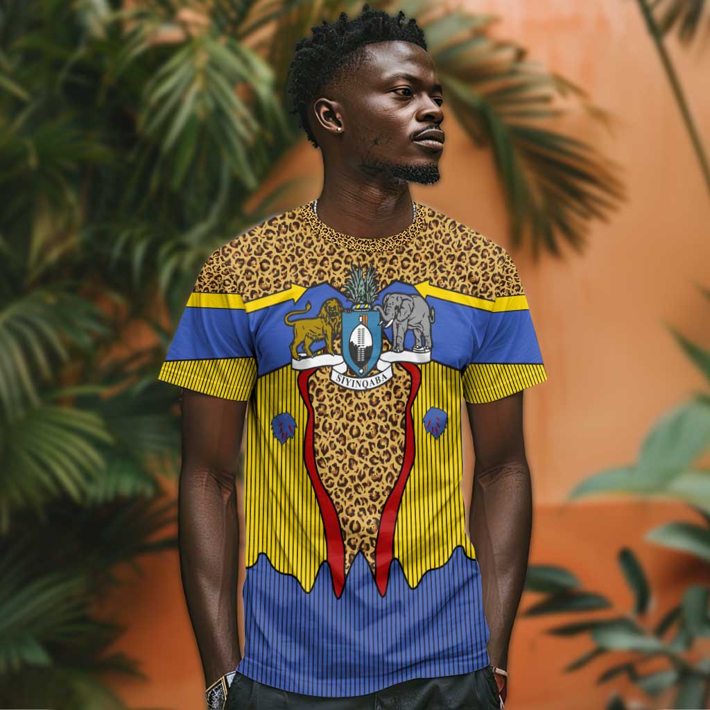 Swaziland Eswatini T shirt Coat of Arms Lion Elephant Shield Leopard Print Design TS04