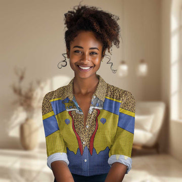 Swaziland Eswatini Women Casual Shirt Coat of Arms Lion Elephant Shield Leopard Print Design TS04