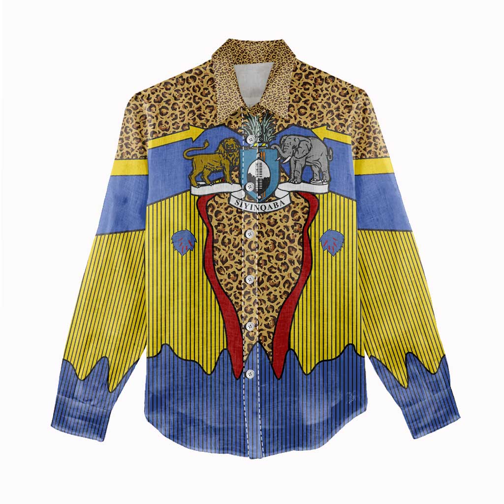 Swaziland Eswatini Women Casual Shirt Coat of Arms Lion Elephant Shield Leopard Print Design TS04