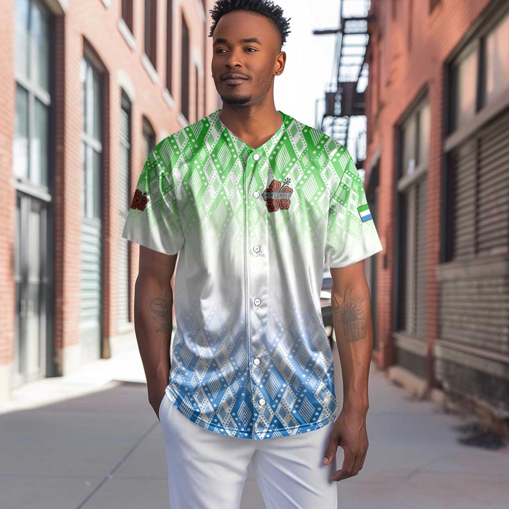 Sierra Leone Baseball Jersey - Tribal Chimpanzee Design and Green Blue Gradient Pattern TS04