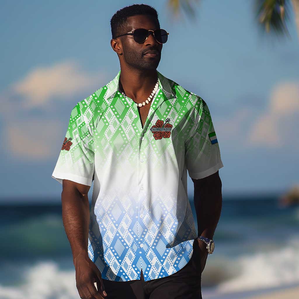 Sierra Leone Hawaiian Shirt - Tribal Chimpanzee Design and Green Blue Gradient Pattern TS04