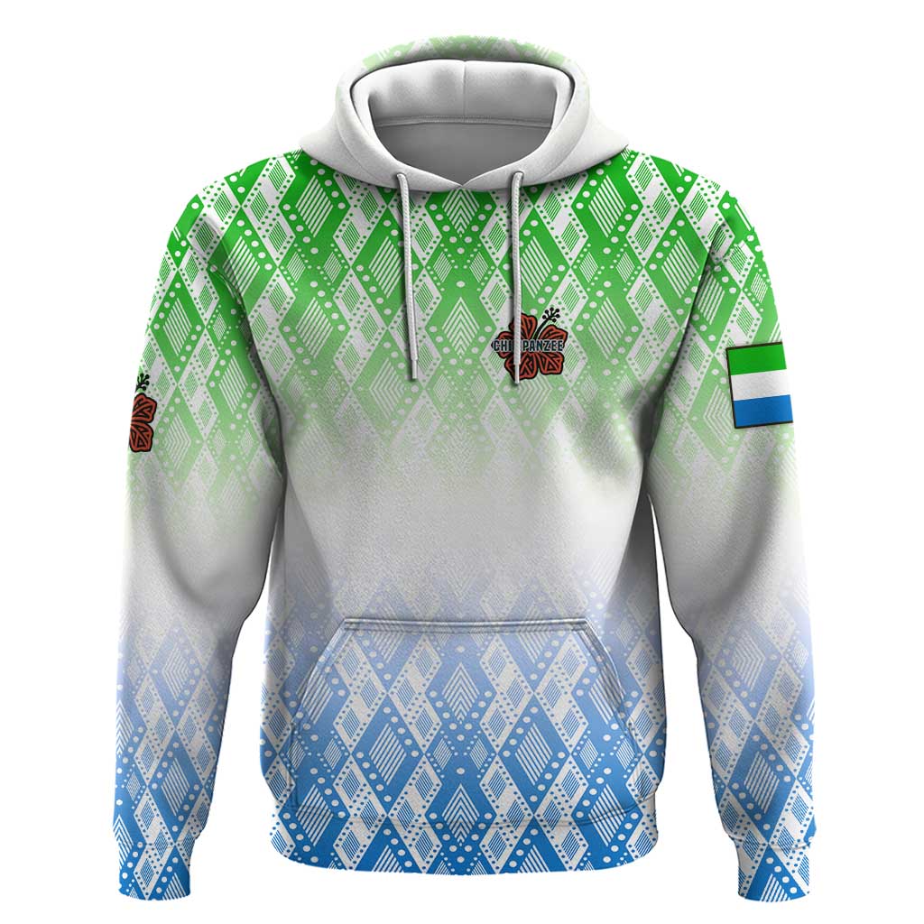 Sierra Leone Hoodie with Tribal Chimpanzee Design and Green Blue Gradient Pattern TS04