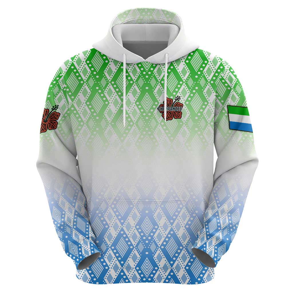 Sierra Leone Hoodie with Tribal Chimpanzee Design and Green Blue Gradient Pattern TS04