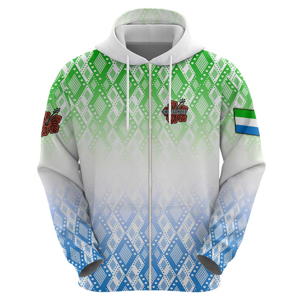 Sierra Leone Hoodie with Tribal Chimpanzee Design and Green Blue Gradient Pattern TS04