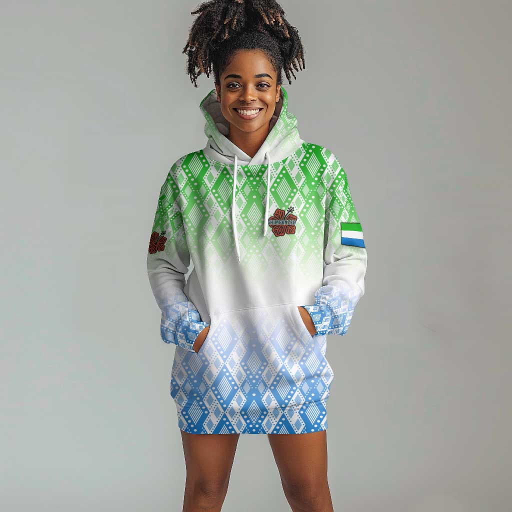 Sierra Leone Hoodie Dress - Tribal Chimpanzee Design and Green Blue Gradient Pattern TS04