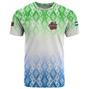 Sierra Leone T shirt - Tribal Chimpanzee Design and Green Blue Gradient Pattern TS04