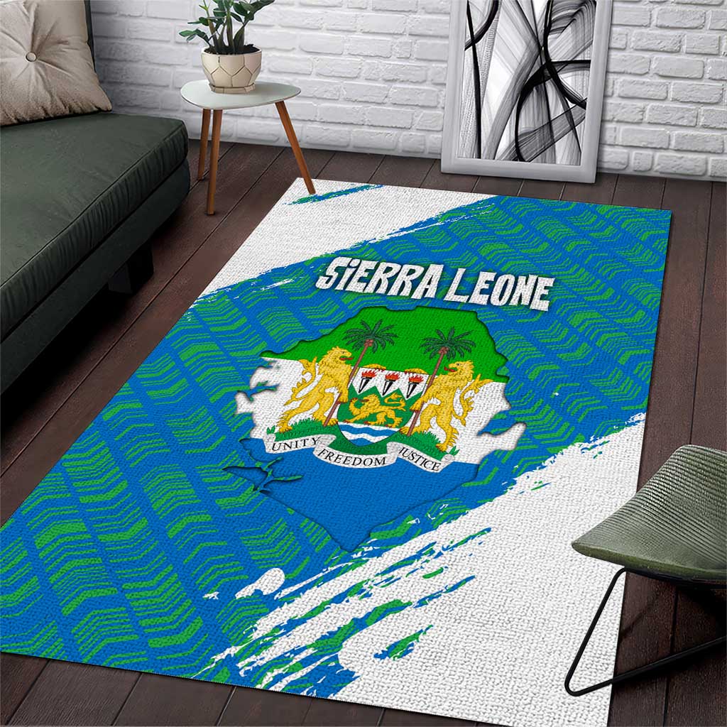 Sierra Leone Crest Area Rug with National Coat of Arms and Flag Colors TS04