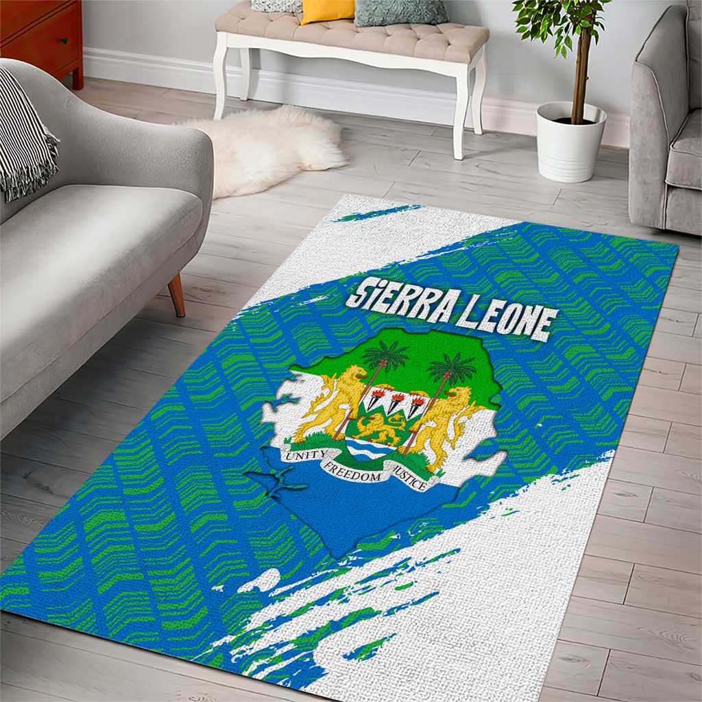 Sierra Leone Crest Area Rug with National Coat of Arms and Flag Colors TS04