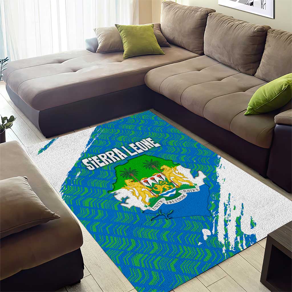 Sierra Leone Crest Area Rug with National Coat of Arms and Flag Colors TS04
