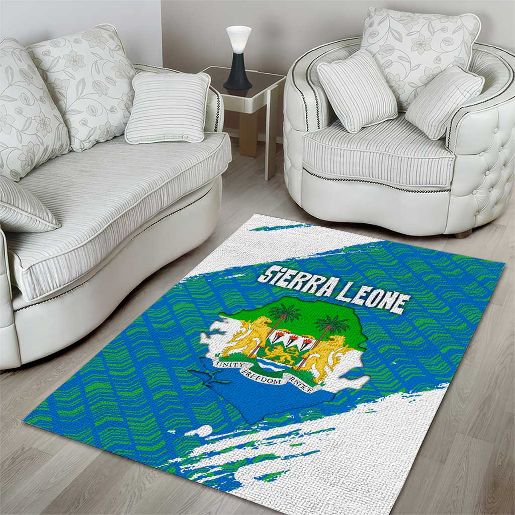 Sierra Leone Crest Area Rug with National Coat of Arms and Flag Colors TS04