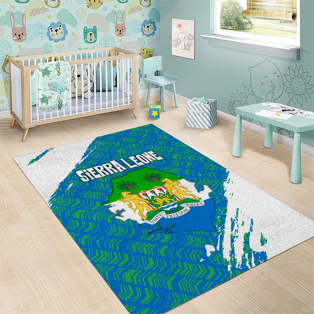 Sierra Leone Crest Area Rug with National Coat of Arms and Flag Colors TS04