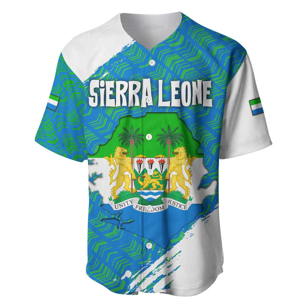 Sierra Leone Crest Baseball Jersey with National Coat of Arms and Flag Colors TS04