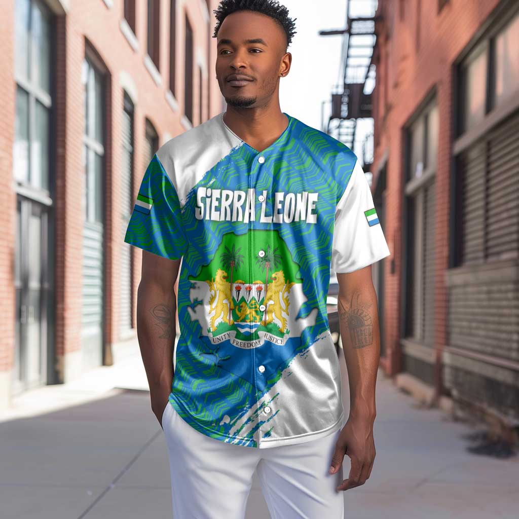 Sierra Leone Crest Baseball Jersey with National Coat of Arms and Flag Colors TS04