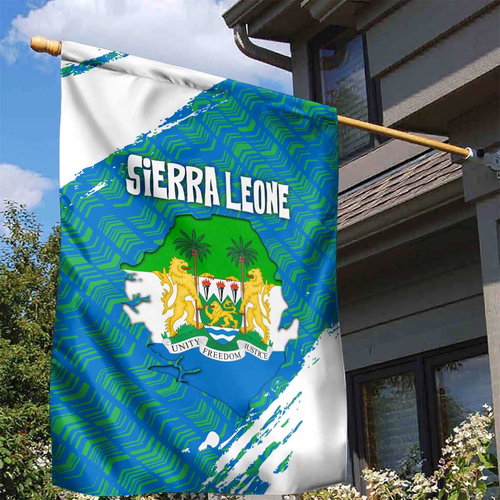 Sierra Leone Crest Garden Flag with National Coat of Arms and Flag Colors TS04