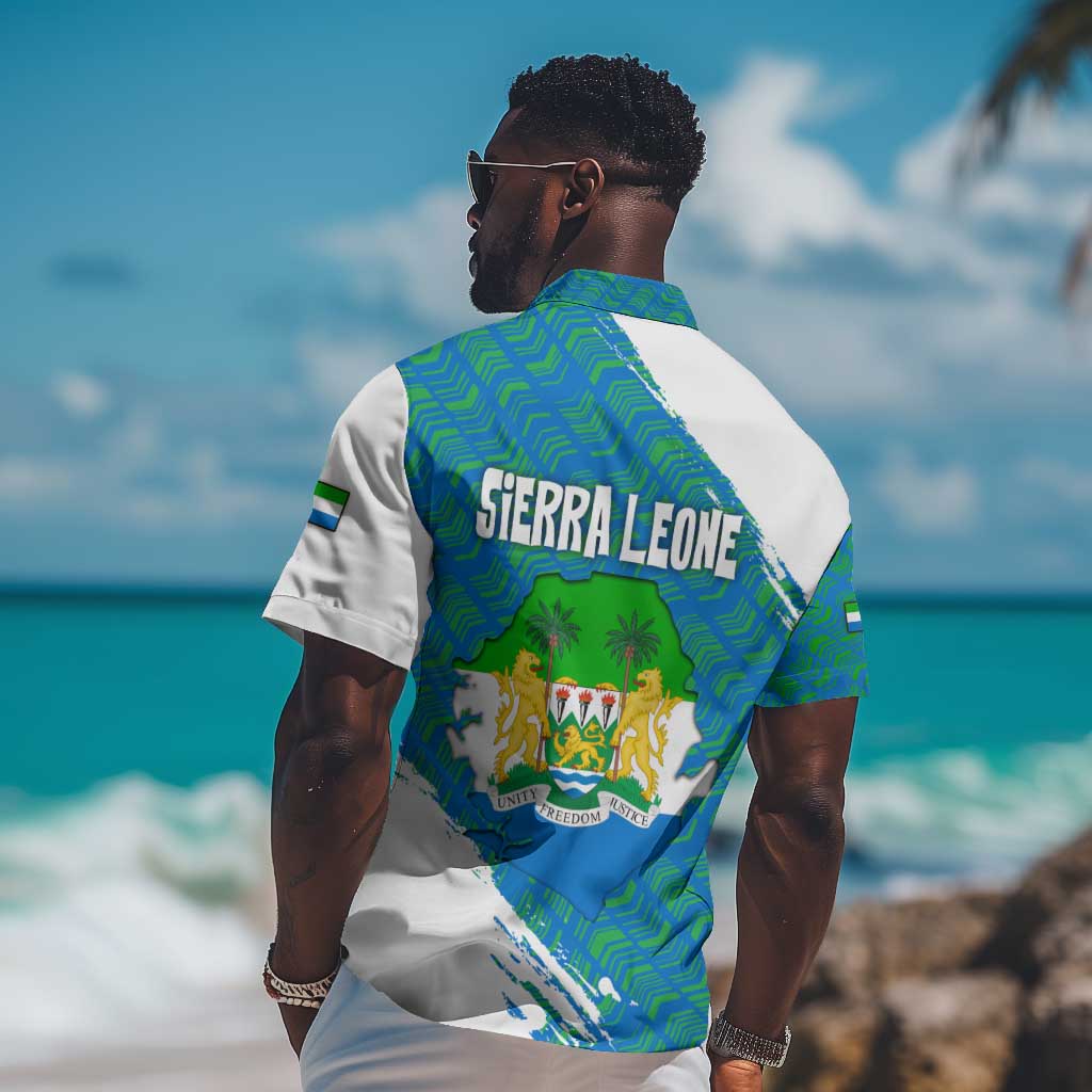 Sierra Leone Crest Hawaiian Shirt with National Coat of Arms and Flag Colors TS04