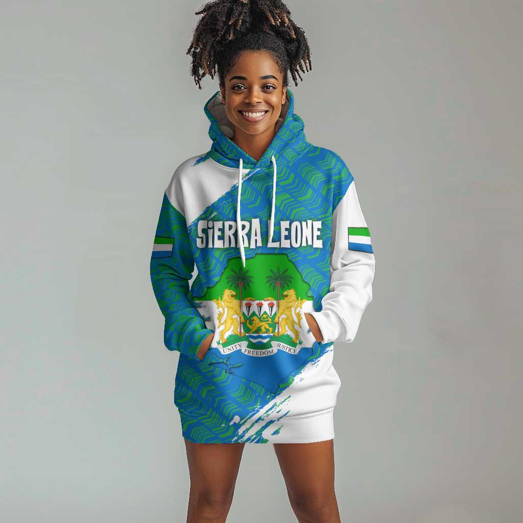 Sierra Leone Crest Hoodie Dress with National Coat of Arms and Flag Colors TS04