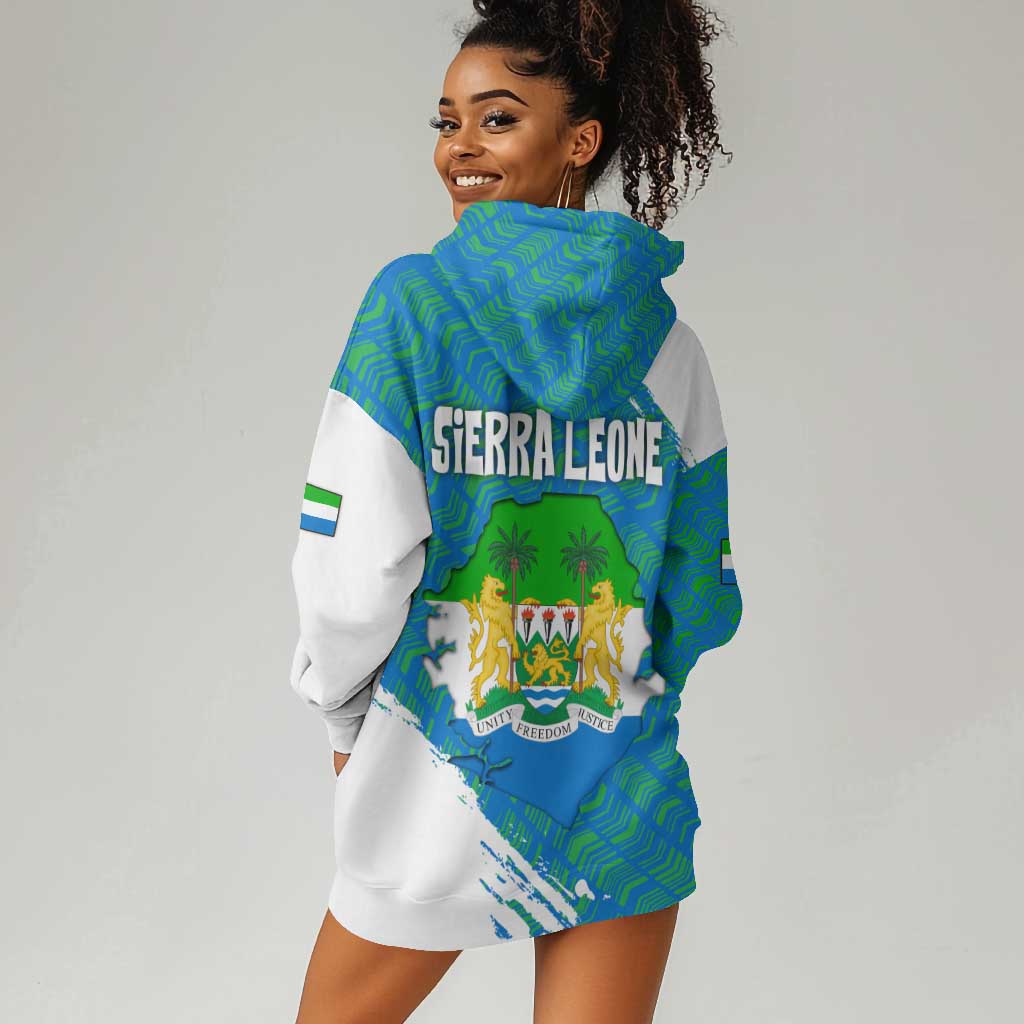 Sierra Leone Crest Hoodie Dress with National Coat of Arms and Flag Colors TS04