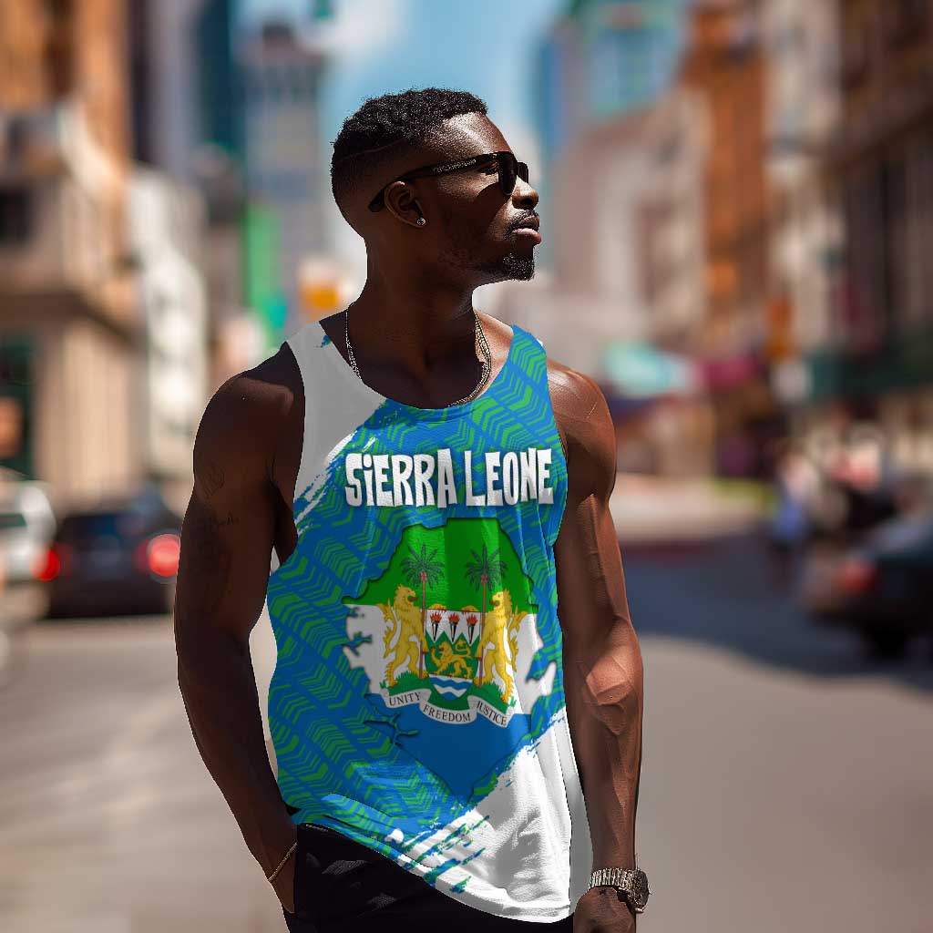 Sierra Leone Crest Men Tank Top with National Coat of Arms and Flag Colors TS04