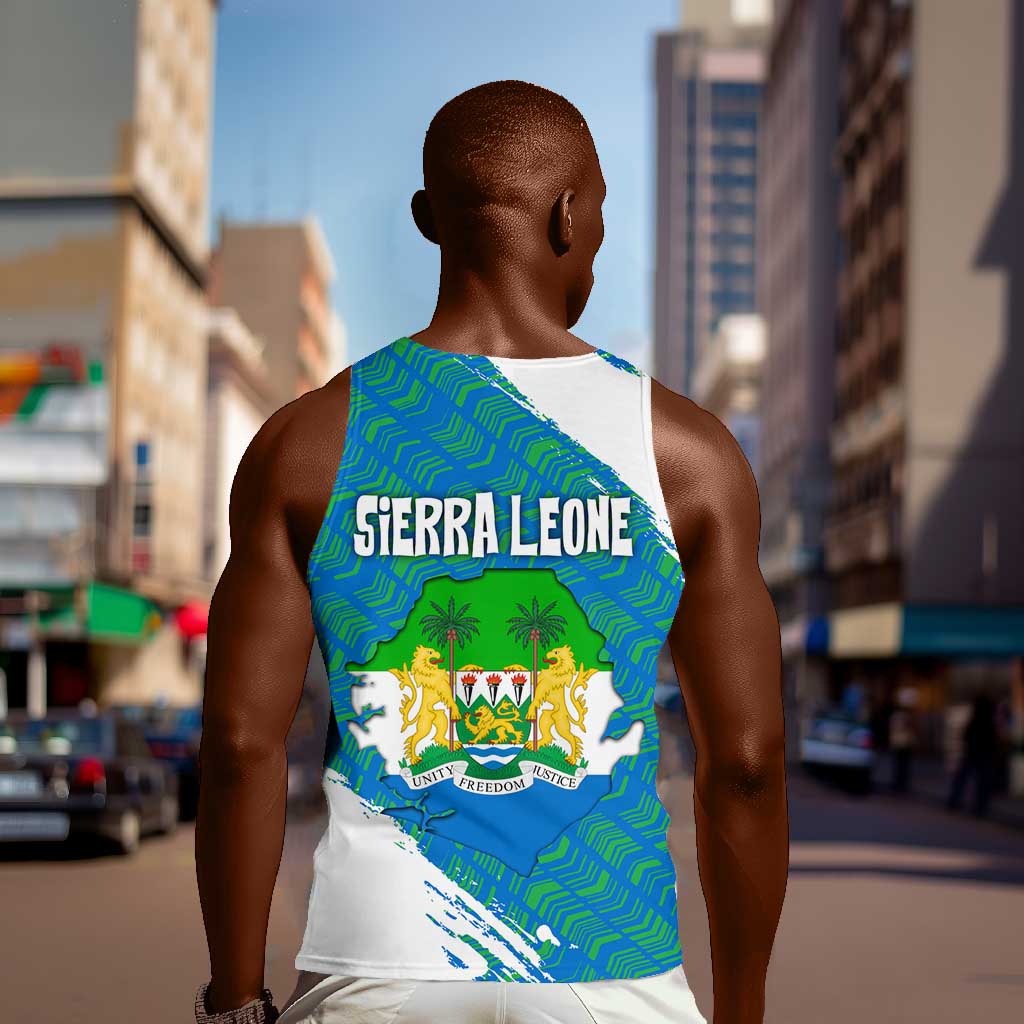 Sierra Leone Crest Men Tank Top with National Coat of Arms and Flag Colors TS04
