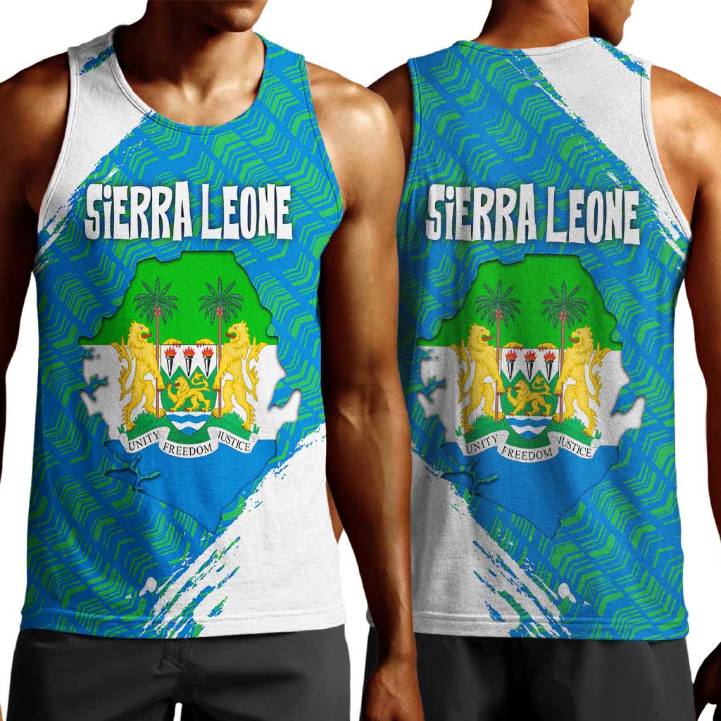 Sierra Leone Crest Men Tank Top with National Coat of Arms and Flag Colors TS04