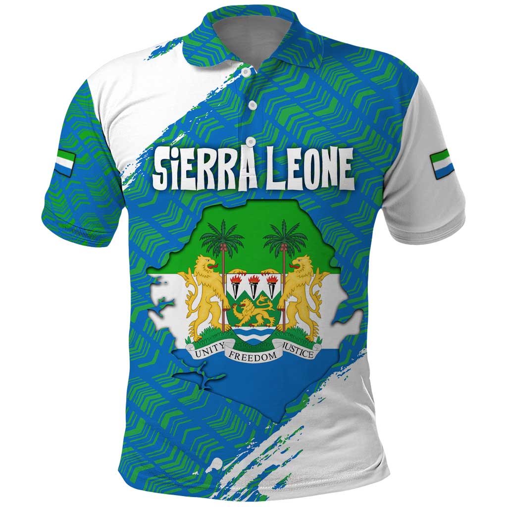 Sierra Leone Crest Polo Shirt with National Coat of Arms and Flag Colors TS04
